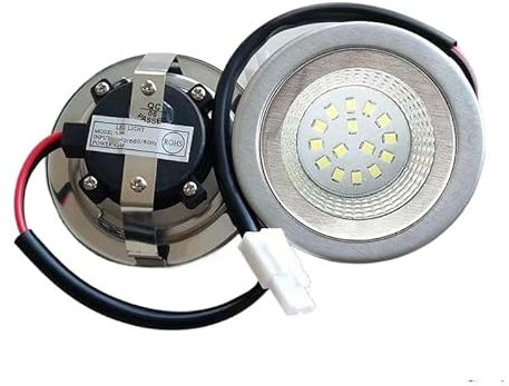RUEHALF 2-Piece 12V/DC 220V/AC 1.5W Exhauster Ventilator Light Bulb 55mm Cut Hole Cooker Range Hood LED Light Mini Vent Light(12V DC Warm White)