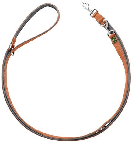 HUNTER Verstellbare Führleine NEOPREN, Farbe: Kupfer/grau, strapazierfähiges Nylon, 3-fache Verstellmöglichkeit, weiche Neoprenpolsterung, ideal für Alltag und Training, Größe: 15/200