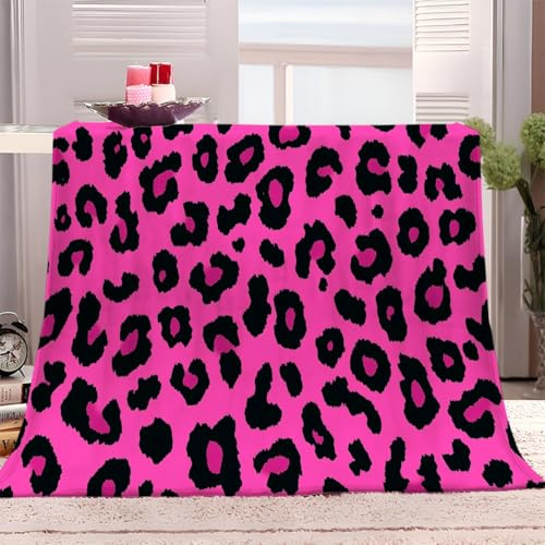 Kuscheldecke Animal-Print Lila Leopardenmuster 150x200 cm Flauschig FleeceDecke, Sofadecke Warm Winter Weich Wohndecke, Sherpa Wolldecke, Lebensdecke, Geeignet für alle Jahreszeiten