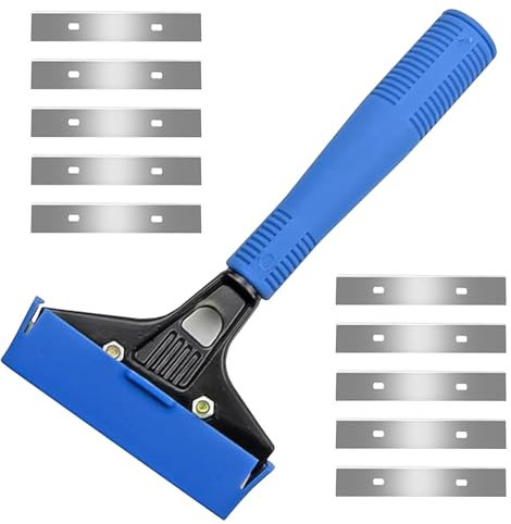 Wallpaper Scraper Tool, 220mm Floor Scraper Heavy Duty Long Handle with 10 Blades, Wall Paper Scraper Tool, Wallpaper Remover, Effortless Removal of Wallpaper, Floor Tiles, and Stubborn Materials