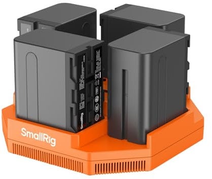 SMALLRIG Ladegerät Battery für Sony NP-F970 Ersatzbatterien (4 Stück, 7800mAh Akkus) & mit PD 100 W Schnellladung, OLED-Display, 4-Kanal-Ladegerät für Sony NP-F970, NP-F550, NP-F570, NP-F750-4834
