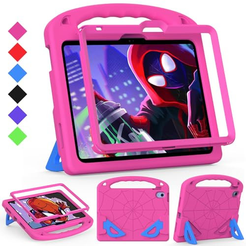 LKOOZO Kinder Hülle für iPad (A16) 11.Generation 11 Zoll 2025 / iPad 10.Generation 10.9 Zoll 2022, stoßfeste Hülle mit Displayschutzfolie (Rosa)