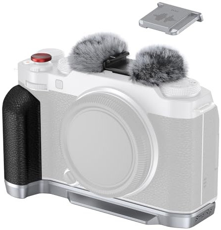 SMALLRIG X-M5 Handgrip L-Shape Grip for FUJIFILM X-M5, Built-in Quick Release Plate for Arca, Lightweight Silicone Side Handle, Includes Windshield with Cold Shoe Adapter (Silver) - 4875