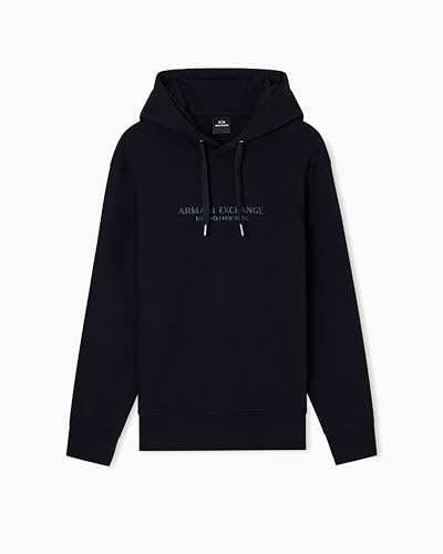 Armani Exchange Herren Long Sleeve Drawstring, Front Tone On Tone Logo Hooded Sweatshirt