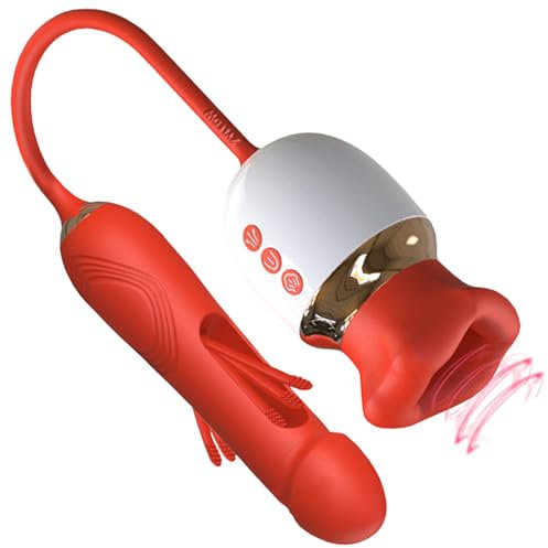 Vibration für Frauen Dildo Vibrator, 3 in 1 Dildo Vibrator mit 7 Zungenlecken 7 Vibrationmodi 7 Schlagmodi,Dildos Vibratorensets für Frauen Klitoris Stimulator.