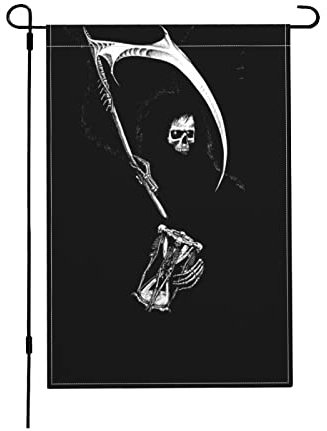 Sombre Faucheuse Faucille Horreur Mort Patio Drapeaux Supérieure Extérieur Drapeaux Coupe-Vent Et Étancheune Drapeau De Jardin Décoration Pour Maison Jardin Extérieure 30X45Cm