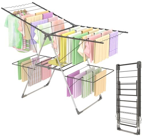 Innotic Tendedero Plegable para Ahorrar Espacio, tendedero Vertical Plegable, portátil, de Acero Inoxidable, para balcón, Exterior e Interior
