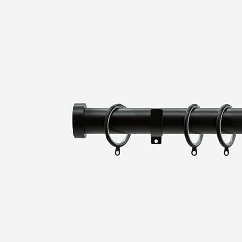 Matt Black 28mm Stud Fixed Length Metal Curtain Pole