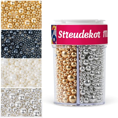 Essbare Süßigkeiten 185g Weiß Schwarz Gold Silber Perle Süßigkeiten Streuen Geburtstag Hochzeit Halloween Weihnachtskuchen Cupcake Keks Dim sum Kuchen Dekorative Süßigkeiten