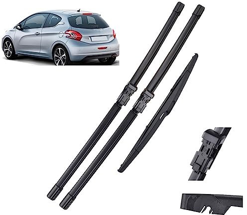 3-teiliges Wischerblatt-Set für vorne und hinten, für Peugeot 208 2012-2018, Windschutzscheiben-Fensterbürsten 26+16+14