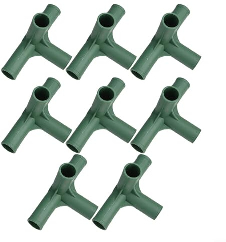 Set Of 8 Greenhouse Frame Joint Connectors - 19Mm Heavy Duty Pipe Awning Brackets Green Plastic Supports For Garden Structures(4#)
