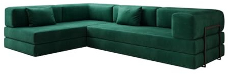 Luxusbetten24 Designer Sofa Lazy L in Samt Grün Links