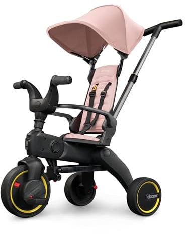 Doona Liki Baby Trike S1 in Blush Pink | Foldable Trike with Parent Handle, Multi-Position Recline, Durable Wheels, UPF 50+ Canopy, Tricycles for 1-3 Year Olds