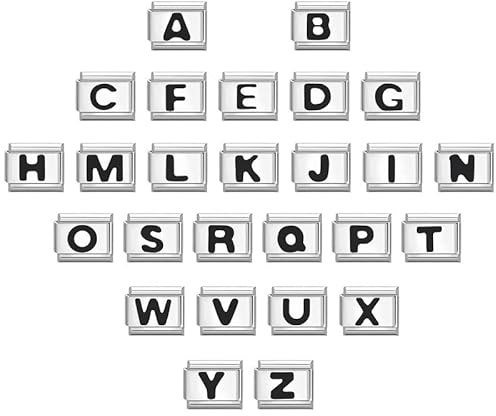Heflashor Personalisiert Italian Charm Bracelet Gold Silber Buchstaben A-Z | Individuelles Italian Style Charms 9mm Edelstahl DIY Abnehmbar Module Italienische Armbänder Geschenk für Frauen Mädchen