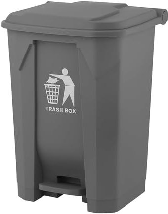 DUAS 30/50/80L Pedal Bin – Large Recycling & Rubbish Dustbin for Kitchen, Home & Office – Durable Plastic Waste Trash Bin with Foot Pedal & Lid (Grey, 30L)