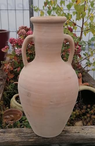 Neu ! Große rustikal handgefertigte Amphore ca. 50 cm hoch mit 2 Henkel aus leicht rötlichenTerracotta Terrakotta Vase Krug Kanne Mediterran Deko Gartengestaltug