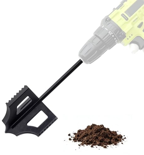 4-in-1 Soil Cultivator Garden Tiller Attachment Loosener Tool and Soil Digger for Flower Box and Gardening Bed, Planter Auger Compatible with 3/8 Hex Drive Drill