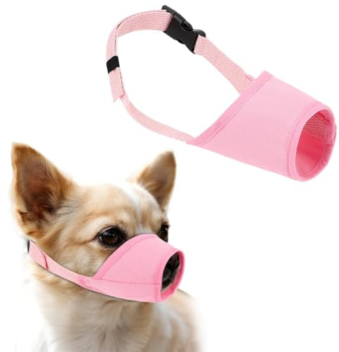MOTIBACK Rosa Maulkorb für Hunde, Verstellbarer Hundemaulkorb für Kleine | Wasserdichte Air Mesh Atmungsaktiv Hunde Mundbehälter, Geeignet für Outdoor-Aktivitäten Haustiere Antibellen Beißen (XXS)