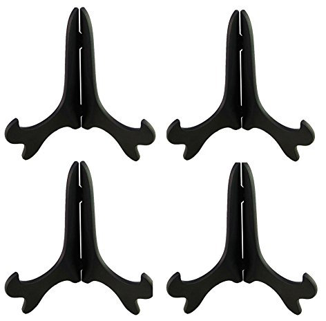 Artliving Black 4 Wood-like Plastic Easels Plate Display Stands Picture Frame Stand Holder-Set Of 4
