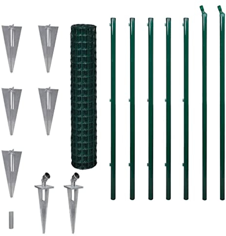 vidaXL Maschendrahtzaun Set 10x1,5m Stahl Grün Maschendraht Gartenzaun Zaun