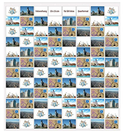 trendfinding® - Porte-Photos Mural à Pochettes Transparentes - pour Photos/Cartes Postales au Format Paysage - 96 Pochettes de 10 x 15 cm