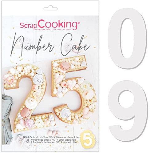 ScrapCooking - Kit Stampo Torta Numero - Number Cake - Tortieri Numeri da 0 a 9 - Altezza 28 cm - Stampi Accessori per Pasticceria - Torte a Forma di Numeri Compleanno - Con Ricette - 3927