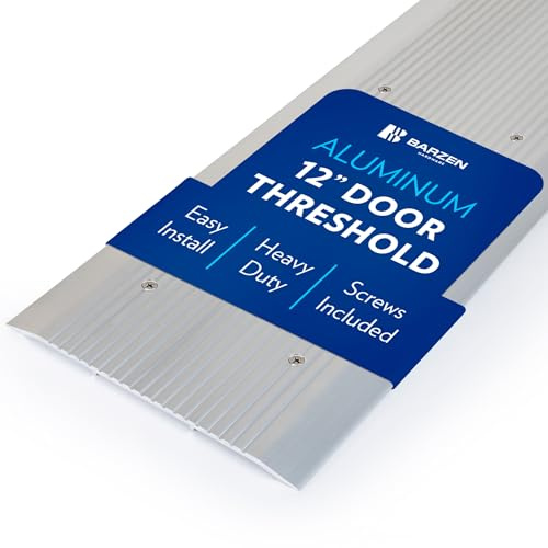 Door Threshold - 12 Wide Aluminum Thresholds Strip for Doorways, Flat Transition Door Saddle Low-Profile Corrugated Door Sill - 12 x 48 Aluminum