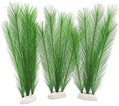 Norgail Aquarium Plastic Silk Plant Decorations Fish Tank Artificial Green Water Plants Made of Silk Fabrics, Safe for All Fish & Pets Large 3Pcs