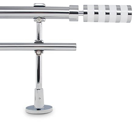 GCurtain Bastone per tenda doppio regolabile, 170-310 cm, diametro 2,8 cm, montaggio a parete, terminali cilindrici bianchi