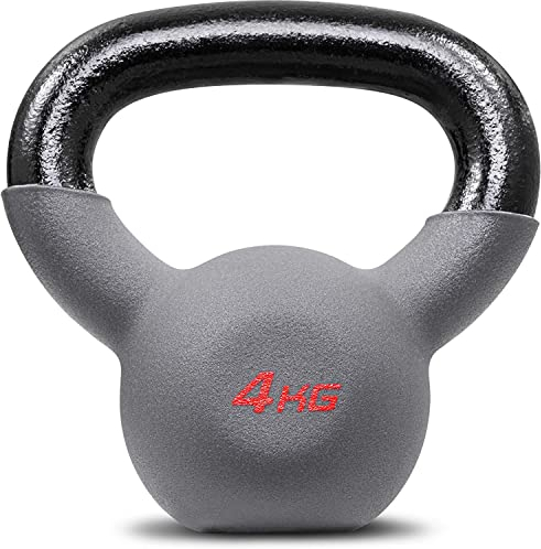 Hop-Sport Kettlebell aus Gusseisen mit Neopren-Beschichtung Vinyl Kugelhantel 4-24 kg (4kg)