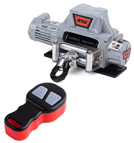 INJORA Sistema de Control Remoto inalámbrico de cabrestante automático de Metal para 1:10 RC Crawler Car Axial SCX10 90046 Traxxas TRX4 Redcat (Gris)
