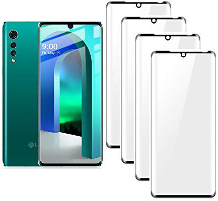 FanTing para LG Velvet Protector de Pantalla,[dureza 9H,Cobertura Total,Sin Burbujas],Membrana de Vidrio Templado Resistente a los arañazos para LG Velvet-Negro(4 Pieza)
