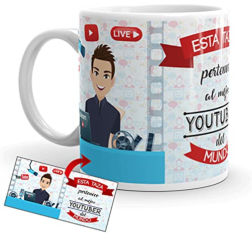 Kembilove Taza de Café del Mejor Youtuber del Mundo – Taza de Desayuno para la Oficina – Taza de Café y Té para Profesionales – Tazas de Cerámica de Profesiones – Idea de Regalo Original