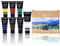 Artecho Acrylfarben Set Professional 6x60 ml & 1x120 ml Titanweiß Tube, Wasserfest und Lichtecht, Schnell Trocknend, ideal für Leinwand, Papier und Stoffe.