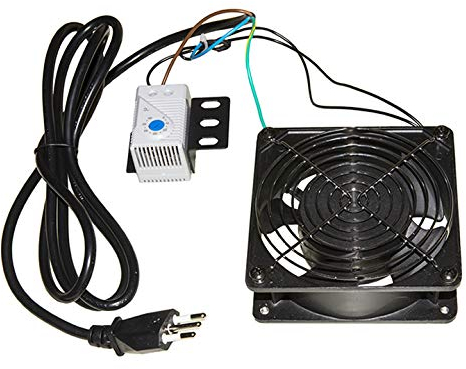 VENTOLA 220 VOLT 120X120 MM UNIVERSALE PER ARMADI RACK CON TERMOSTATO E CAVO DI ALIMENTAZIONE