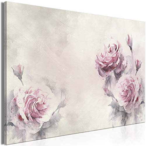 decomonkey Bilder Blumen Rose 120x80 cm 1 Teilig Leinwandbilder Bild auf Leinwand Vlies Wandbild Kunstdruck Wanddeko Wand Wohnzimmer Wanddekoration Deko Abstrakt wie gemalt