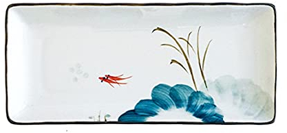 YRHH Assiettes De Service Rectangulaires en Porcelaine Assiette À Sushis Japonaise Assiette À Collations Assiette À Apéritif - pour Boîte De Sushi, Onigiri, Dessert, Collations-D
