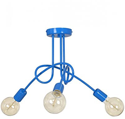 Light-Home Edison Deckenbeleuchtung Lampen Deckenlampen - Deckenlampe Industrial für Wohnzimmer Schlafzimmer und Esszimmer aus Metall - Pendelleuchte 3-Flammig - Blau