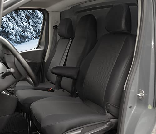 Sitzbezüge passgenau Schonbezüge Roco geeinget für Opel Vivaro B 2014-2019 Erste Reihe 3-Sitzer + Gummimatten V2