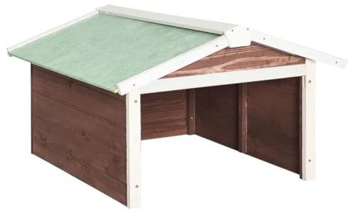 vidaXL Firwood Robotic Lawn Mower Garage Outdoor Power Equipment Accessories Garden Wooden Mower Shed House Cover Stable Protector Mocca and White