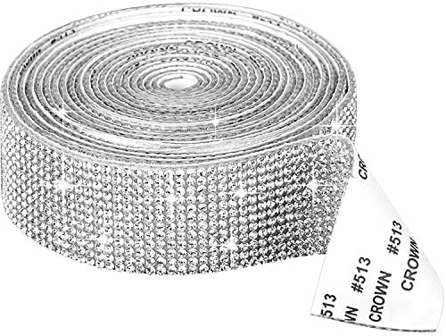 Dream HorseX 3 Yards Kristall Strass Diamant Band, Selbstklebende Kristall Strass, Glitzerband selbstklebend Strasssteine Band, DIY Dekoration Aufkleber mit Strass (12 Reihen, 3cm)