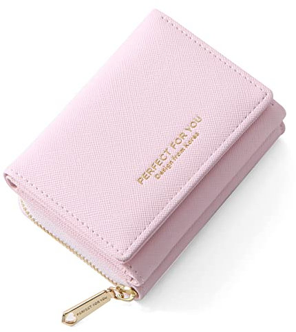 ANYWN Geldbörse Damen klein, Geldbeutel Damen klein, kleines Portemonnaie Damen, Geldtasche klein Damen mit Große Kapazität, Elegante und Süße Damen Geldbeutel mit Großes Münzfach Rosa