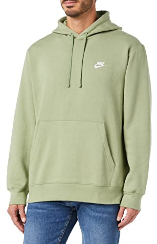 NIKE Men's NSW Club Hoodie Po Bb T-Shirt, Oil Green/Oil Green/White, S