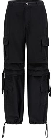FREDDY - Cargo Pants, Pantaloni Cargo con Doppie Tasche e Coulisse Intermedia, Nero, Large