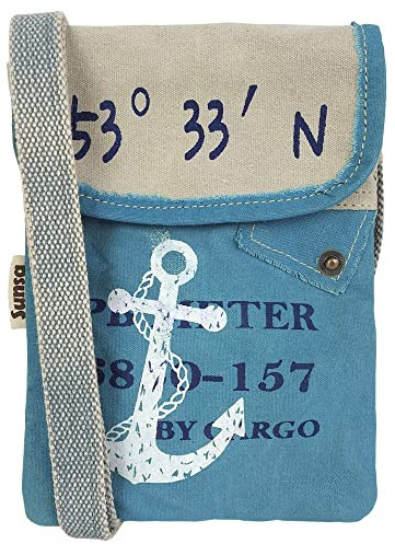 Sunsa Damen Maritim/Anker Design Umhängetasche. Kleine Canvas Messenger Tasche. Vegan Crossover Bag. Schultertasche für Meerliebhaber