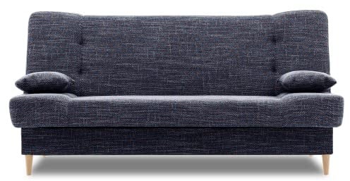 Klappcouch BIBBI 200x96 mit schlaffunktion - Klassisch Design - Holzfüße - Auswahl an Farben - Kleines Sofa (LAWA 14)
