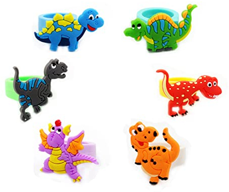 Caimeytie Tierringe für Kinder Satz von 6 Mädchen Party Ringe tägliches Tragen Lehrmittel Ringe Dinosaurier