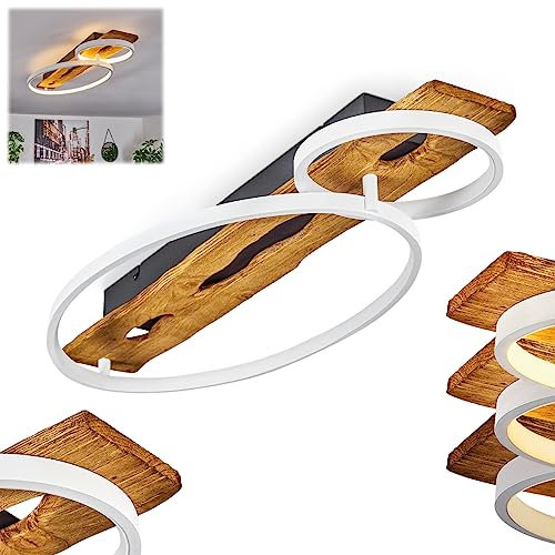 LED Deckenleuchte Nevogilde, dimmbare Deckenlampe aus Metall/Holz/Kunststoff in Anthazit/Natur/Weiß, Leuchte im skandinavischen Design, dimmbar über Lichtschalter, 3600 Lumen, 3000 Kelvin, LED 30 Watt