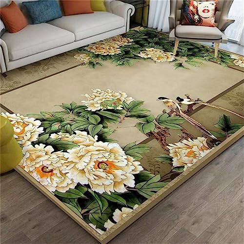 Kunsen Tapis Salle a Manger Décoration de Salon Chinoise Tapis Grande Taille Vert Grand Tapis lit Enfant fille80X160CM