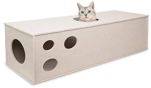 PETKARAY Katzentunnel, Original Katzenversteck Höhle für Indoor-Katzen, große Kätzchen-Spielröhren und Tunnel, weiches Filz-Katzenspielzeug mit interaktivem Guckloch